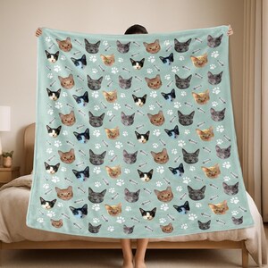 Personalized Cat Photo Blanket: Custom Pet Lover Gift Bild 1