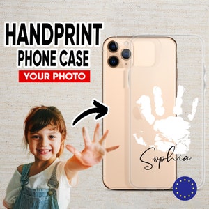 Coque de téléphone personnalisée empreinte de la main, Housse de téléphone personnalisée, Impression souvenir pour enfants, Étui de téléphone photo personnalisé pour maman, Cadeau empreinte de main pour bébé