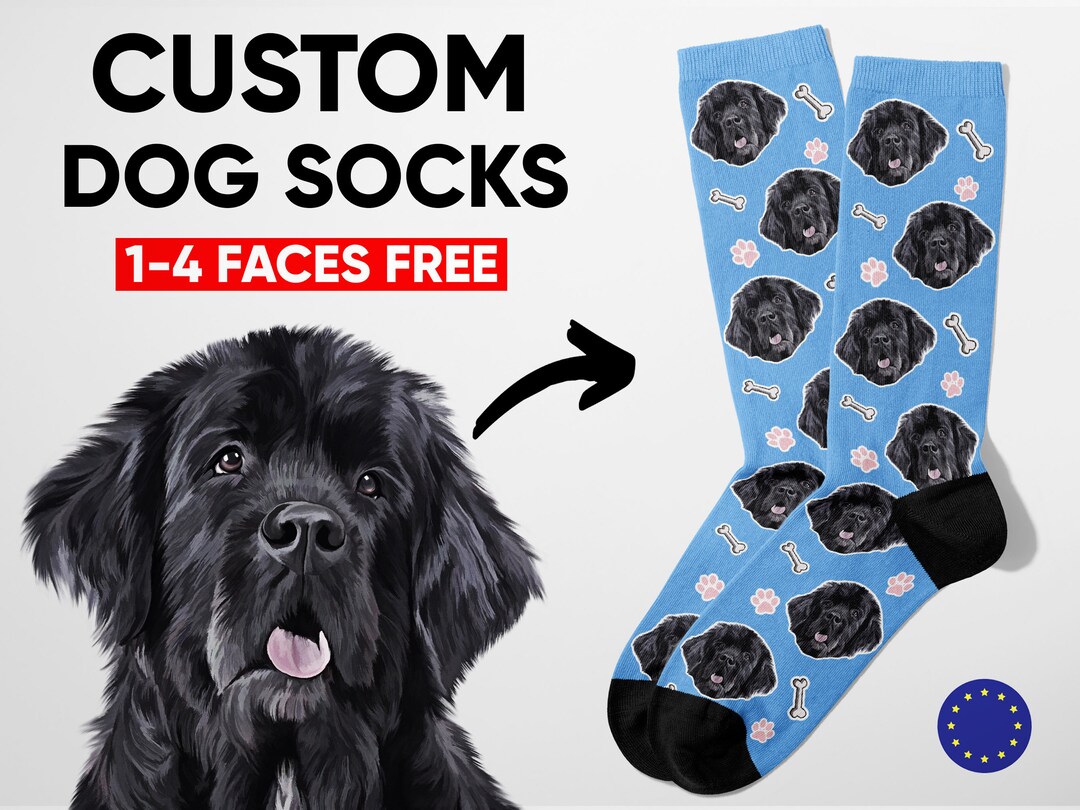 Personalized Dog Socks With Paws and Bones Print, Custom Pet Gift for