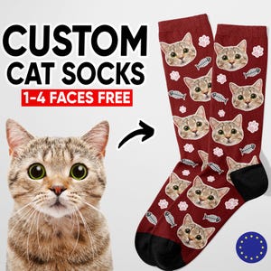 Personalized Cat Face Socks: Custom Pet Photo Gift