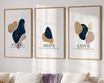 Bible verse wall art  | watercolour prints | faith print set of 3 | Christian gifts | Typography Wall Art | Christian Home Decor | A2