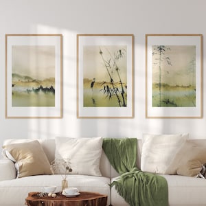 Landscape set of 3 prints | Mountain lake wall Art | Watercolour Nature prints | Home Decor | A2 large prints | bedroom decor