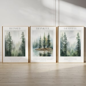 Bible verse wall art, blessed print set of 3, Christian gift ideas, A2 printable poster, Christian gallery art bible art, Psalms Wall Art