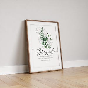 Faith-based wall print with botanical artwork and uplifting Bible verse