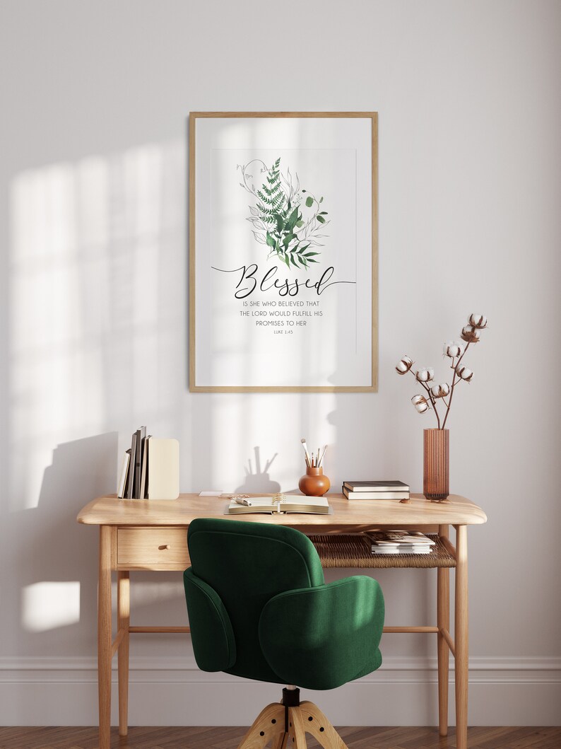 Feminine Bible verse poster with watercolor botanical design
