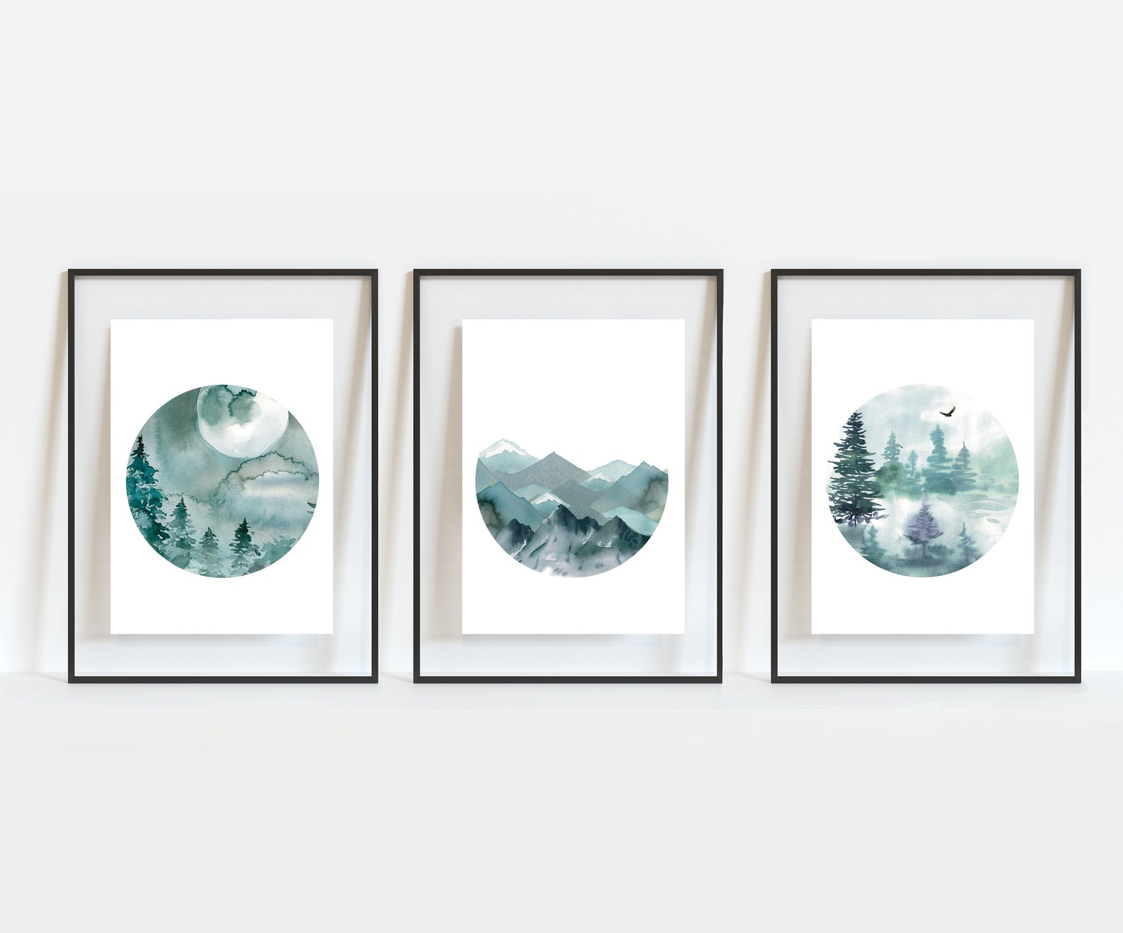 Landscape Art Set of Three Prints Wallart Decor Forest Etsy UK