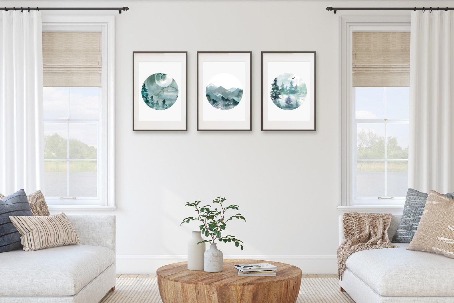 Landscape Art Set of Three Prints Wallart Decor Forest Etsy UK