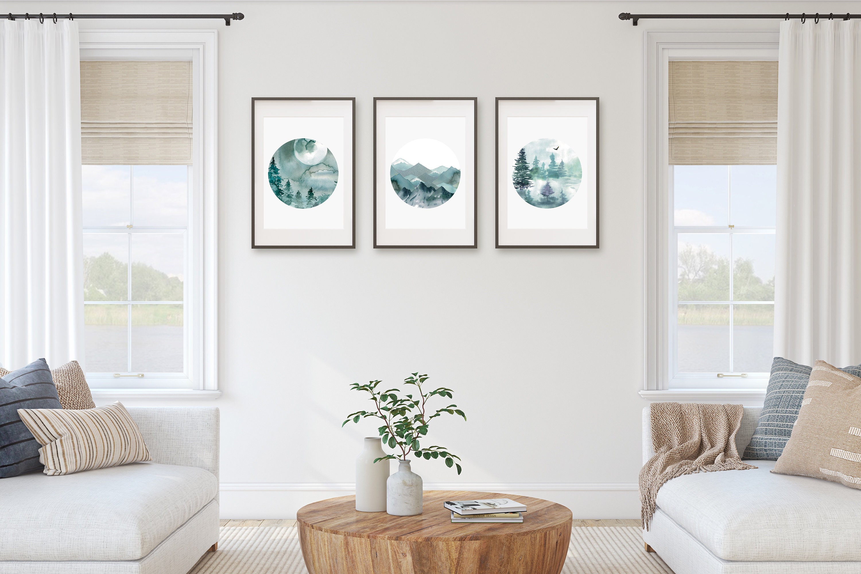 Landscape Art Set of Three Prints Wallart Decor Forest Etsy UK