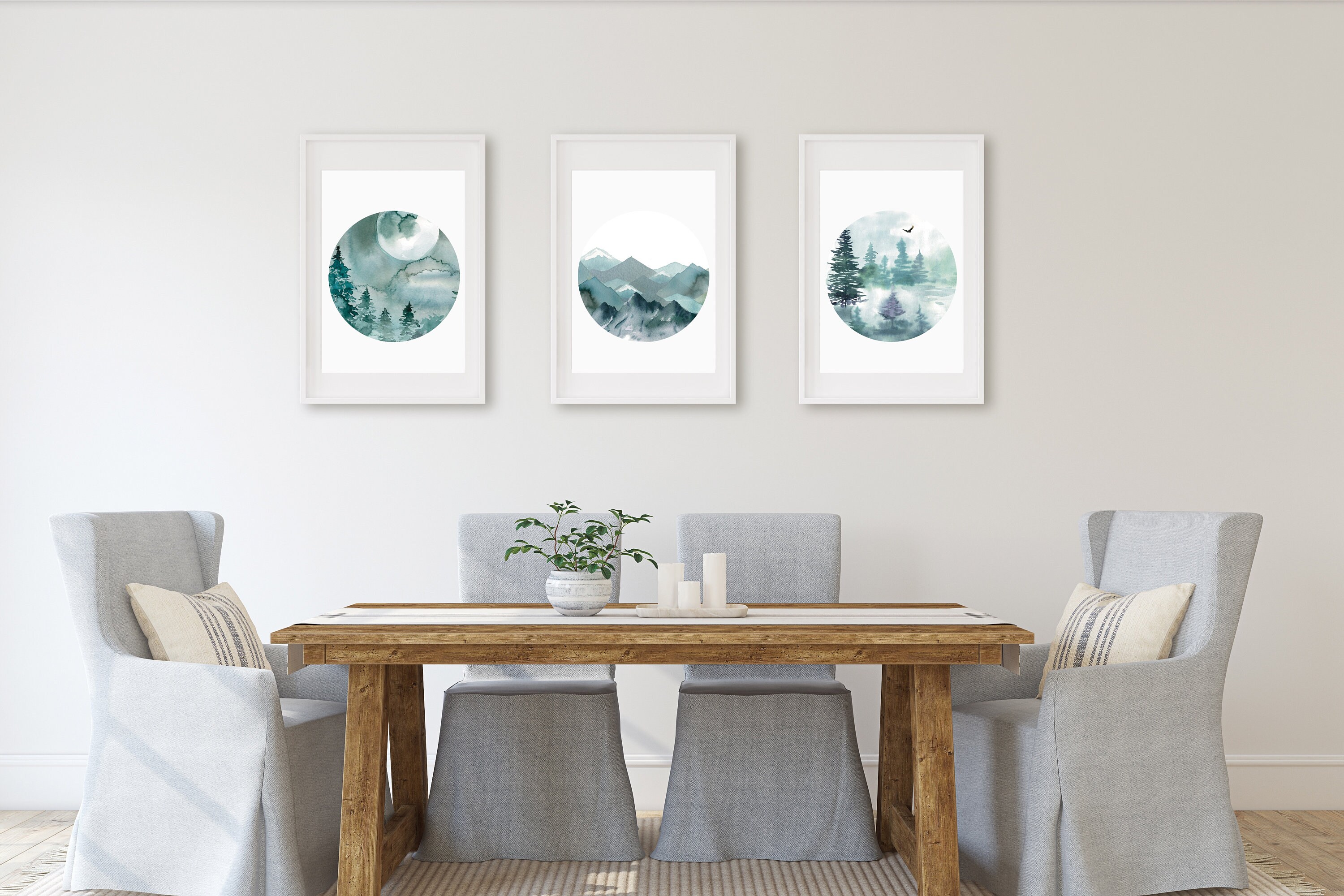 Landscape Art Set of Three Prints Wallart Decor Forest Etsy UK