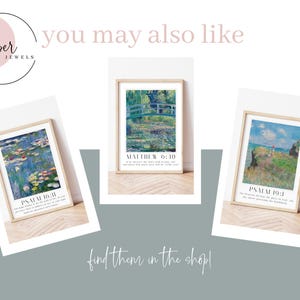Claude Monet Christian Wall Art Set of 3, Bible Verse Prints with Psalms 9 16 & 19 Scripture Decor, Religious gift ideas, Monet Bible Prints image 10