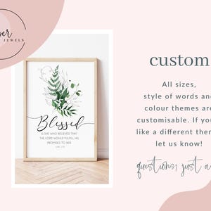 Green botanical and faith quote print for Christian decor