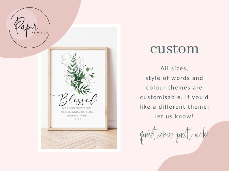 Green botanical and faith quote print for Christian decor