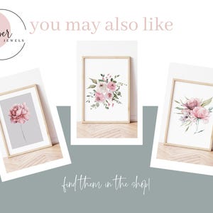 Pink purple peonies, set of three prints, floral set of 3, blush pink botanical print, bathroom art, pink wall art, home decor, A2 A3 A4 art image 8