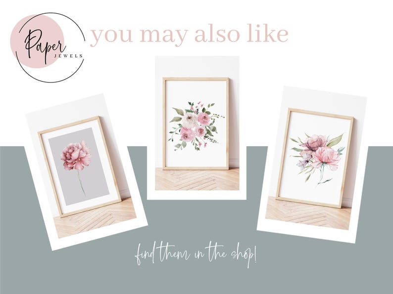Pink purple peonies, set of three prints, floral set of 3, blush pink botanical print, bathroom art, pink wall art, home decor, A2 A3 A4 art image 8