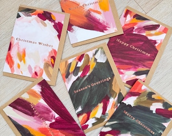 Abstract Christmas Card Pack, Modern Holiday Greeting Cards, Festive Stationery Set, Contemporary Art Christmas Cards