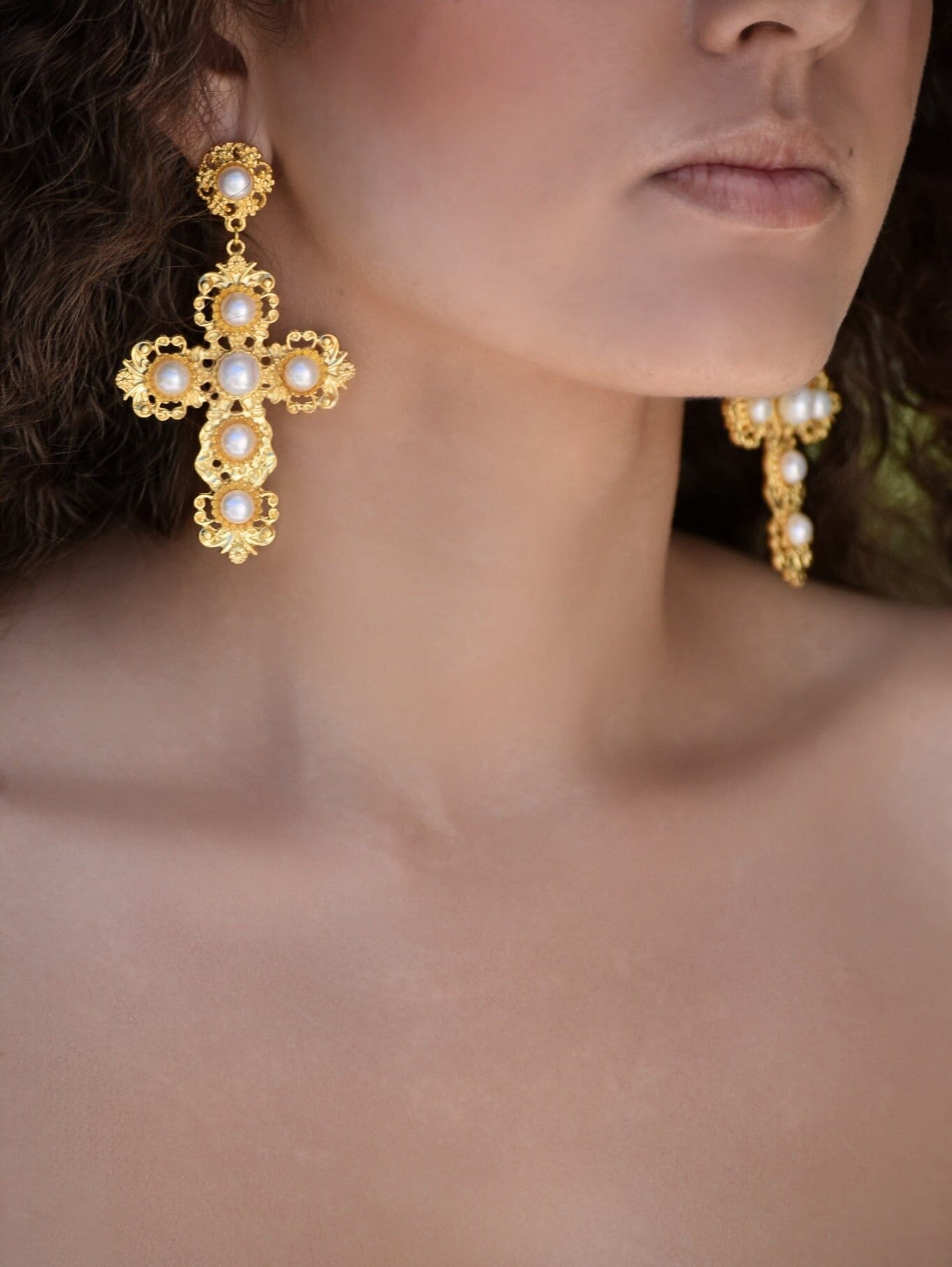 Pearl Cross Earrings Pearl Cross Earrings