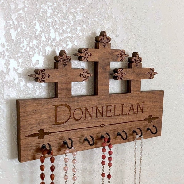 Rosary Hanger / Christian / Key Hanger / Keychain / Personalized Hanger / Custom Hanger / Catholic Gifts / Jewelry Hanger / Catholic / Cross