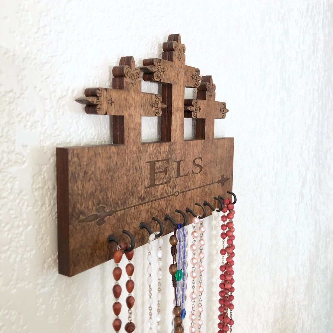 Rosary Holder For Wall . Catholc Gft . Farmhouse Wood Hanger - Etsy