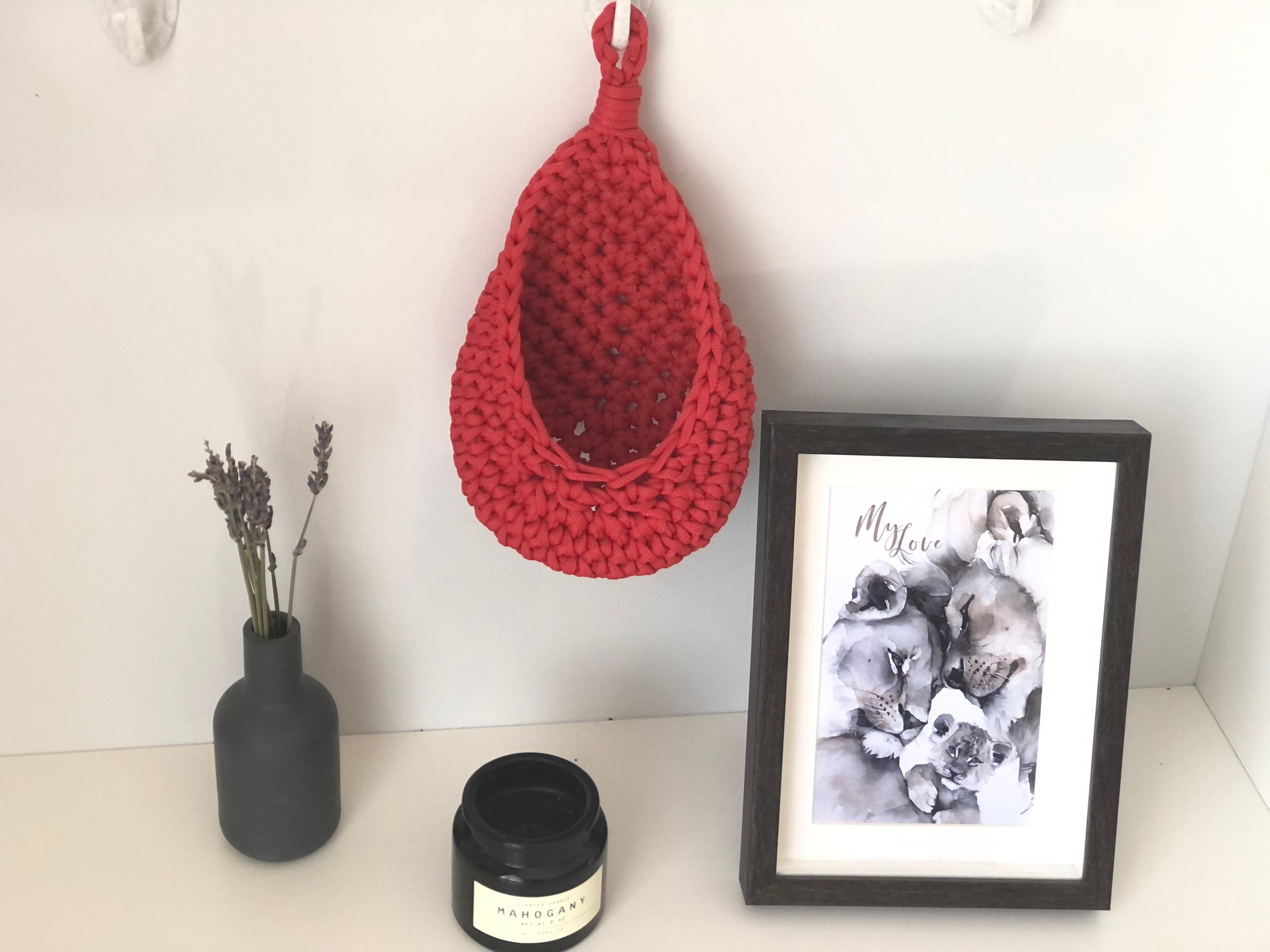 Crochet Hanging Basket Pattern. Wall Hanging Basket Pattern. Etsy