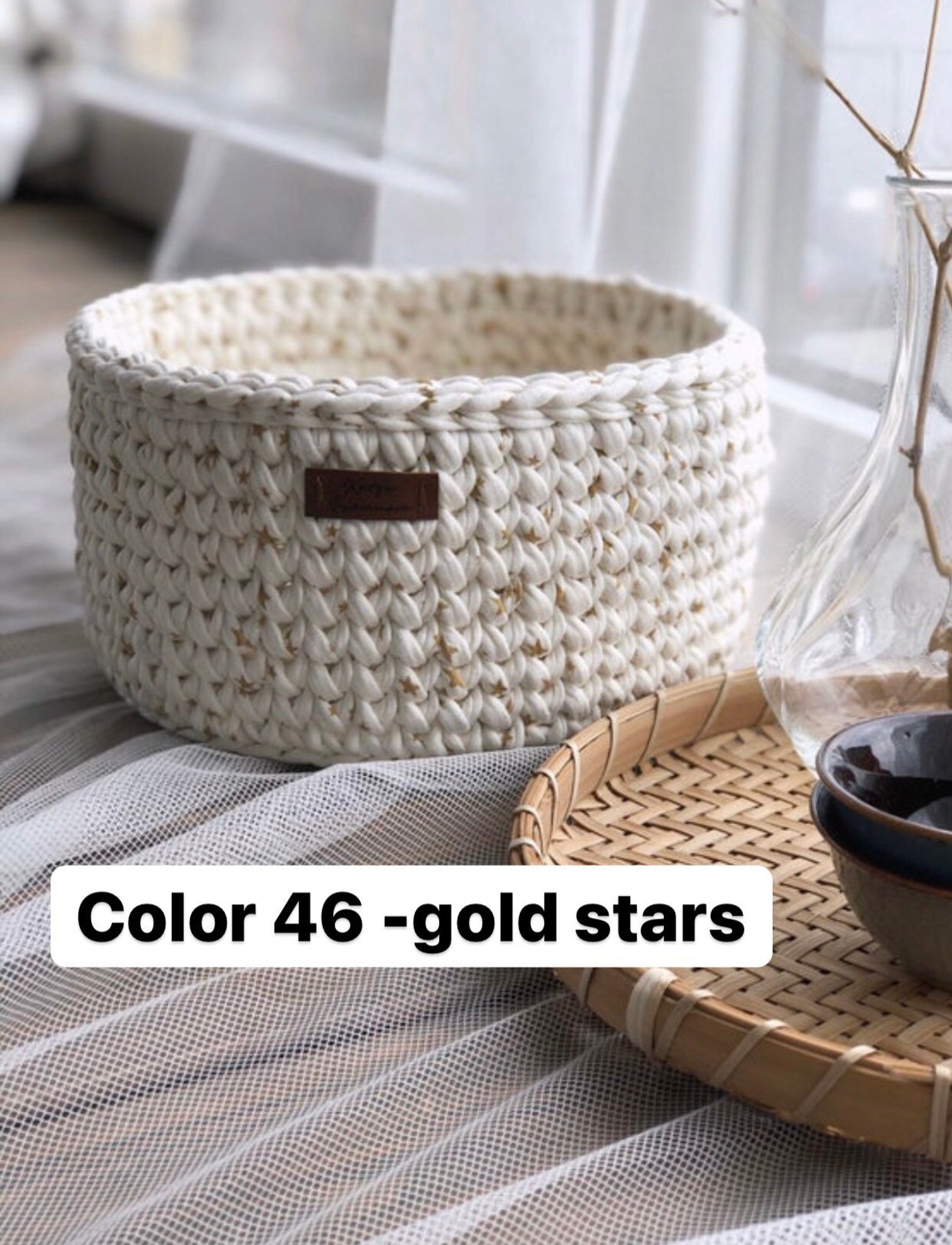 Kleiner Aufbewahrungskorb Gehäkelt runder weißer Korb. | Etsy