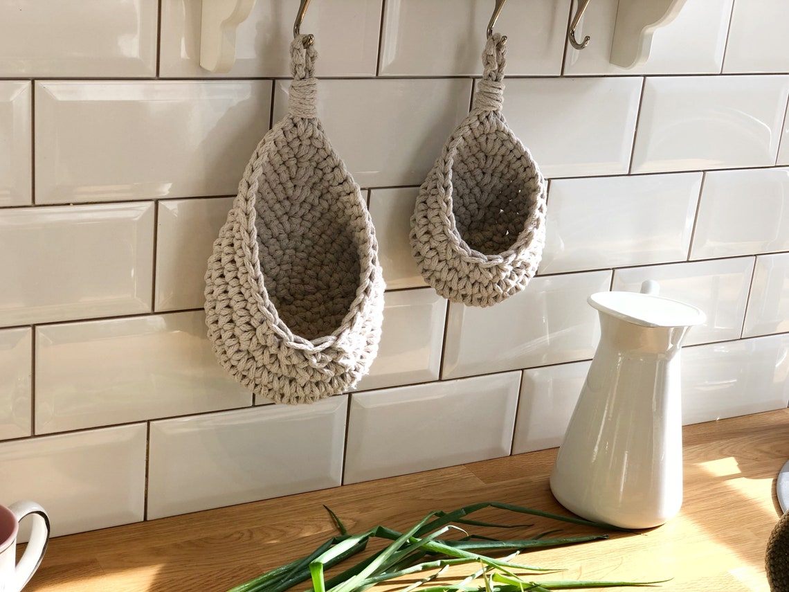 Crochet Hanging Basket Pattern. Wall Hanging Basket Pattern. Etsy