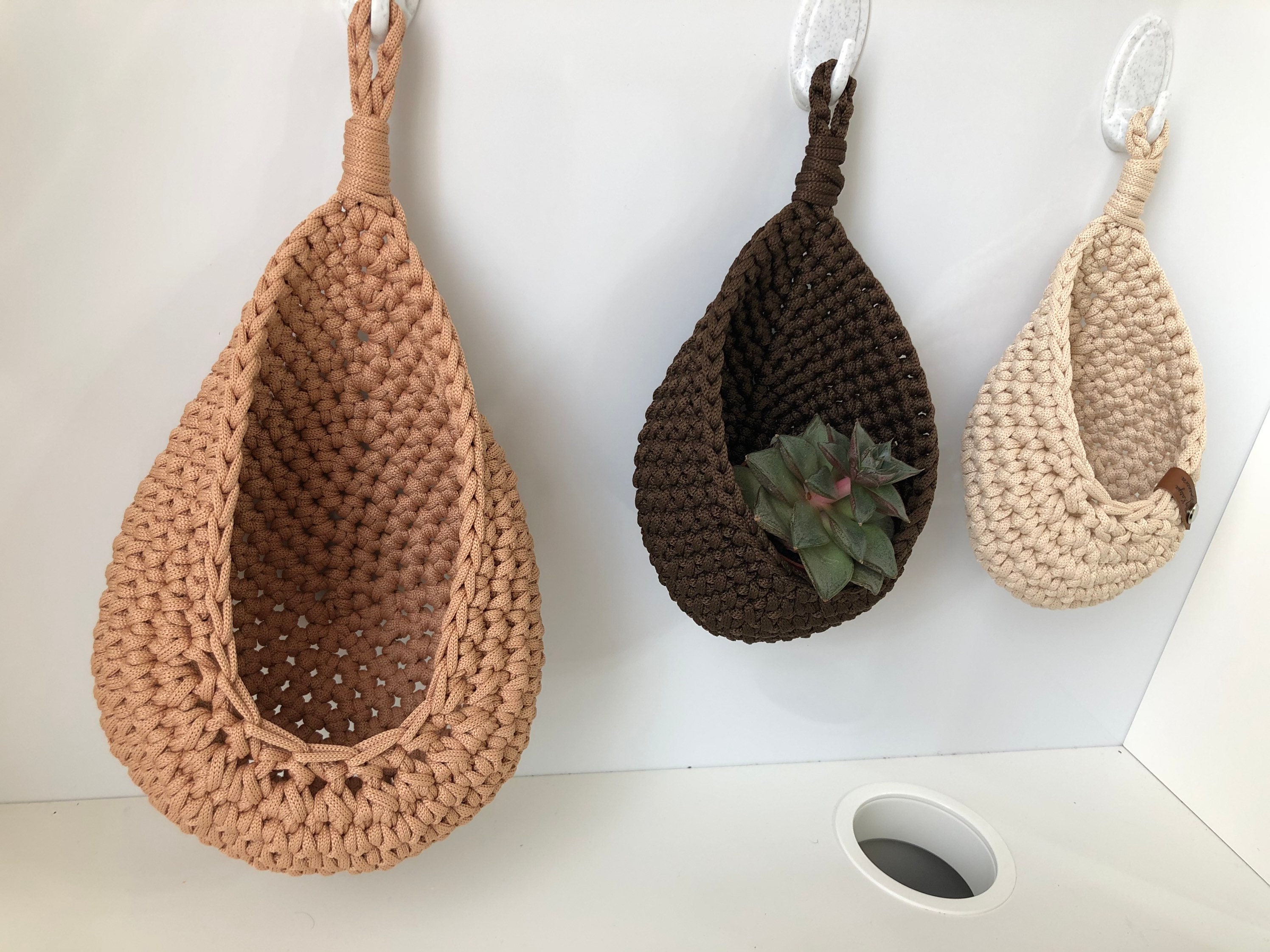 Crochet Hanging Basket Pattern. Wall Hanging Basket Pattern. Etsy