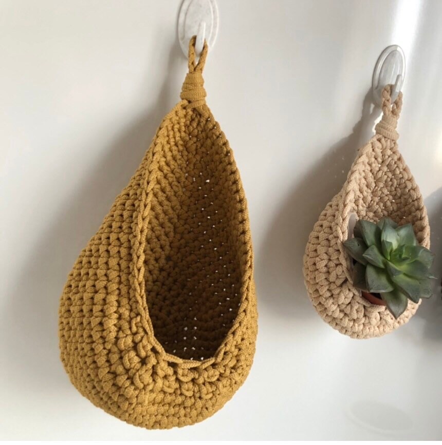 Crochet Hanging Basket Pattern. Wall Hanging Basket Pattern. Etsy