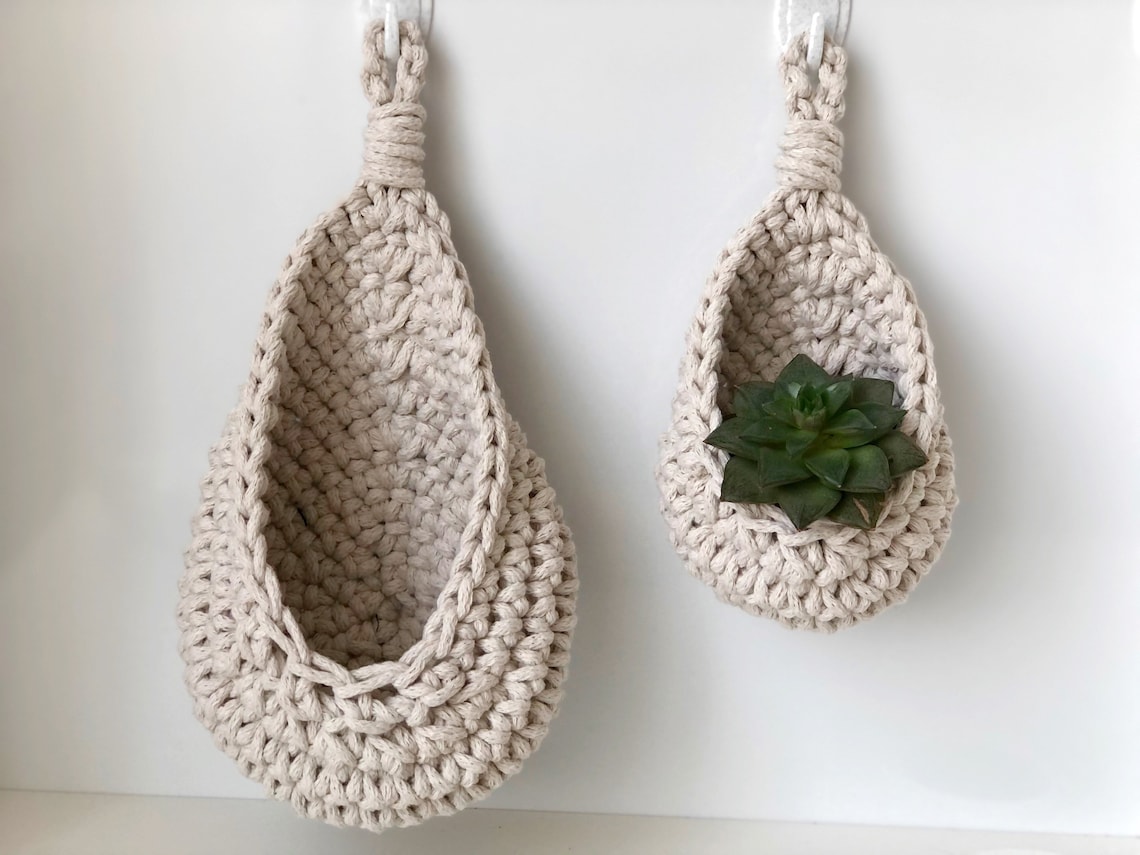 Crochet Hanging Basket Pattern. Wall Hanging Basket Pattern. Etsy