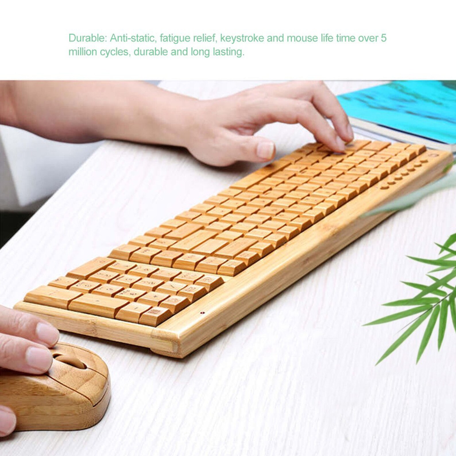 2.4G Wireless Bamboo PC Keyboard and Mouse Combo Computer Etsy