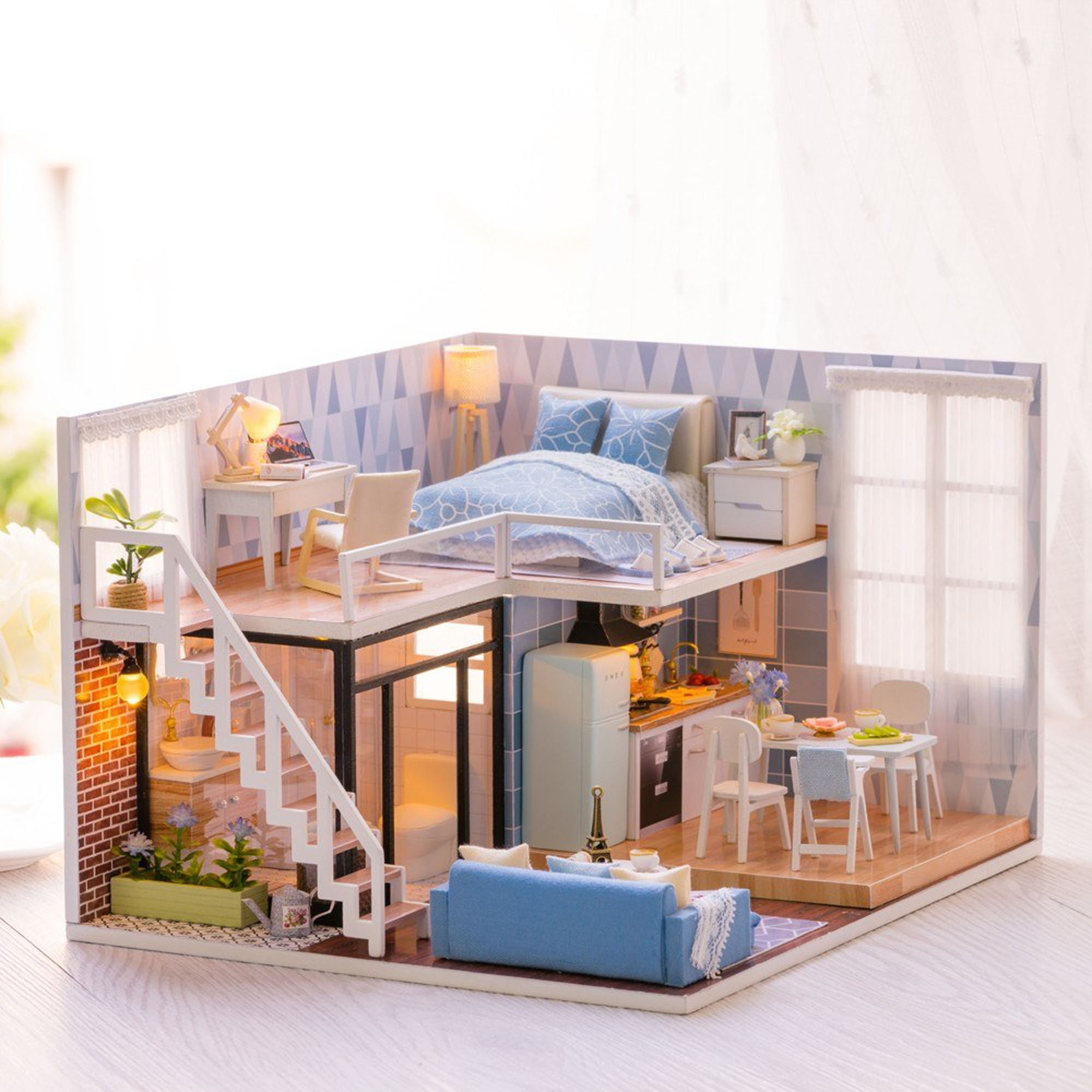 DIY Miniature Loft Dollhouse Kit Lifelike Mini 3D Wooden House Etsy