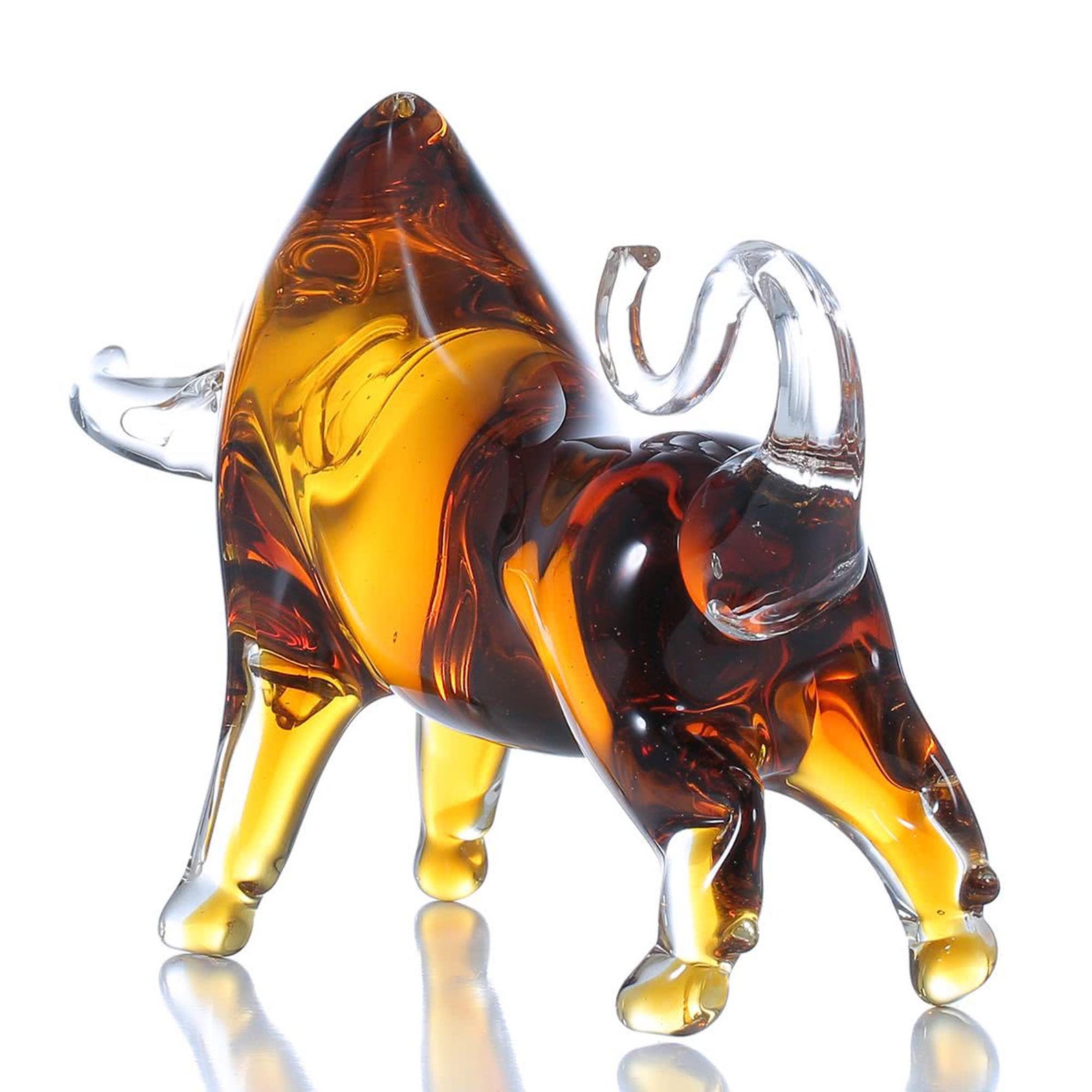 Yellow Cattle Glass Sculpture Home Decor Animal Ornament Gift Etsy