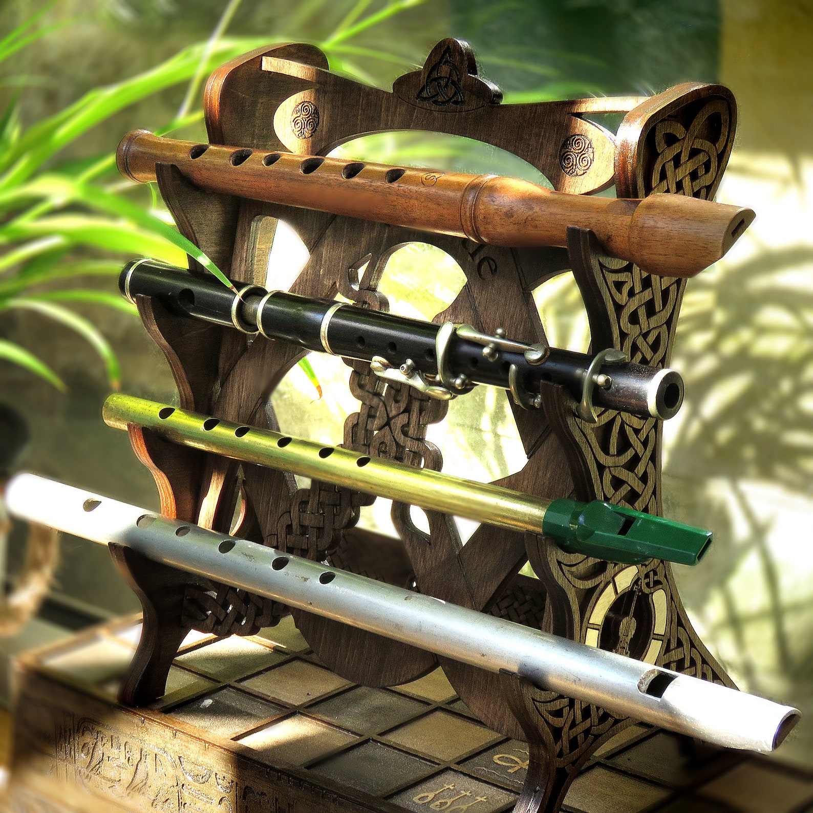 Rustic Celtic Flute Whistle rack Etsy