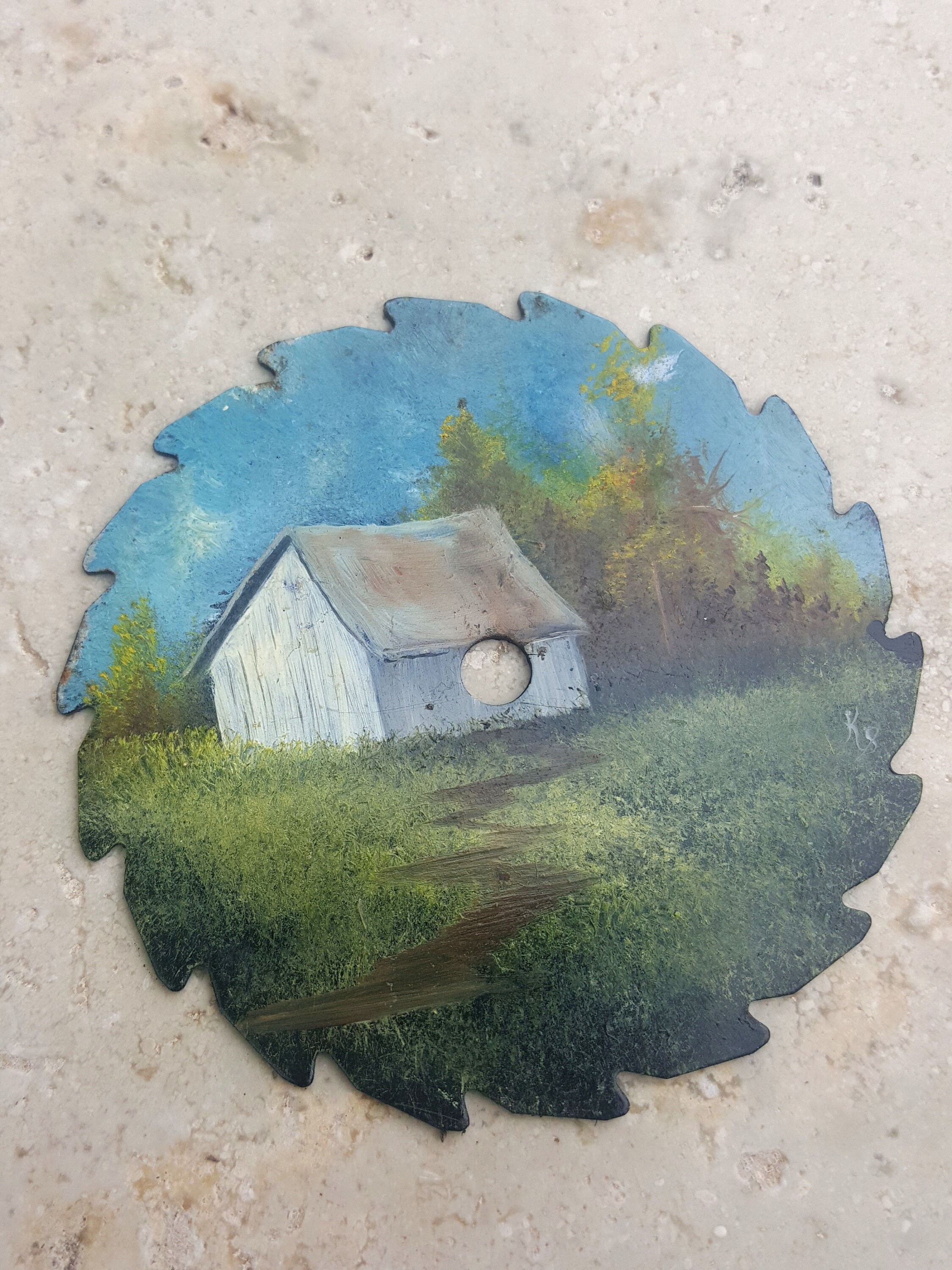 3 Hand Painted Circular Saw Blade Etsy