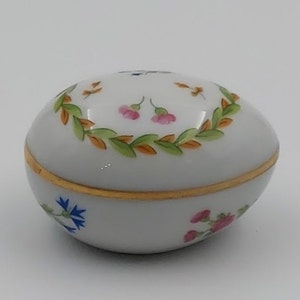 Limoges Castel Egg Shape Floral Mini Trinket Box