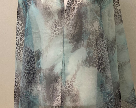 Vintage Blue Leopard and Tie-dye Silk Scarf - image 3