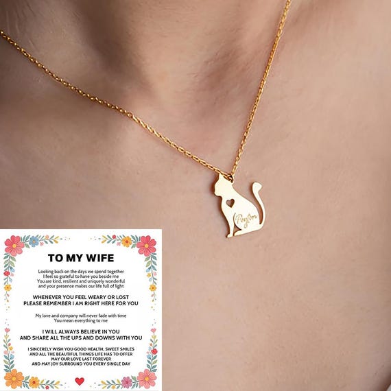 heart necklace perfect time cat necklace