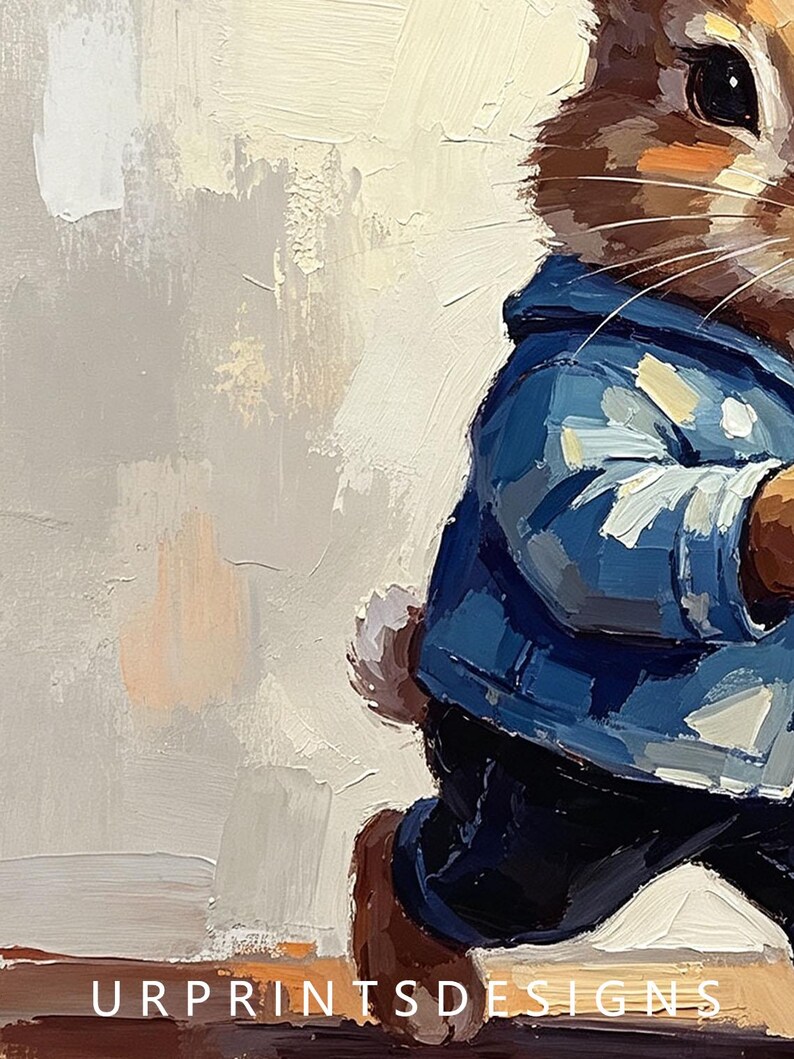 Anthropmorphicv Rabbit Rabbit Anthropomorphic Rabbit in Denim Jacket Walking With Coffee Cup, Custom ...