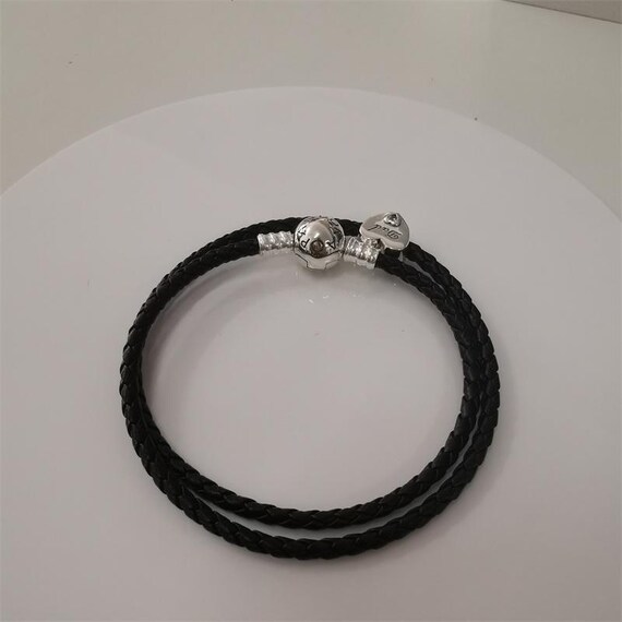 Pandora チャームブレスレット S925 シルバー パンドラ S925 エール シルバー ダッド レザー チャーム ブレスレット