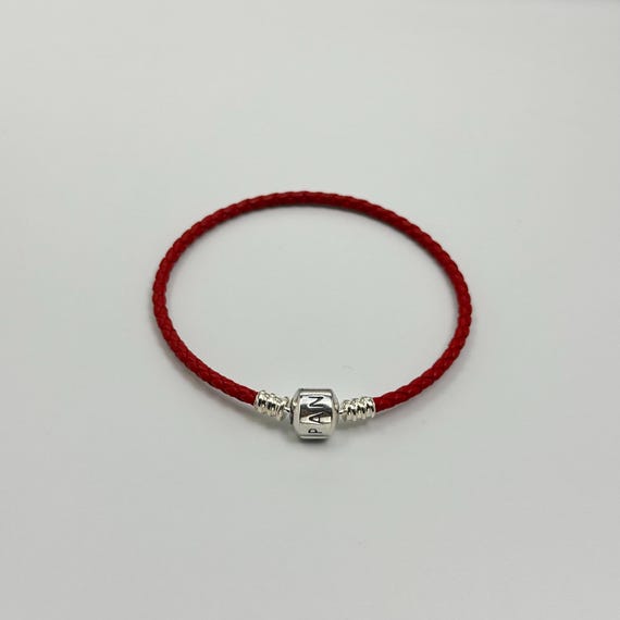 PANDORA 赤 レザー ブレスレット