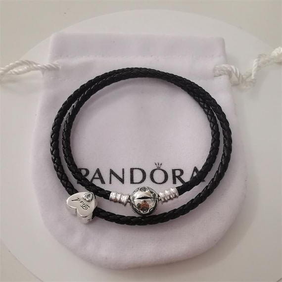 パンドラ S925 エール シルバー ダッド レザー チャーム ブレスレット
