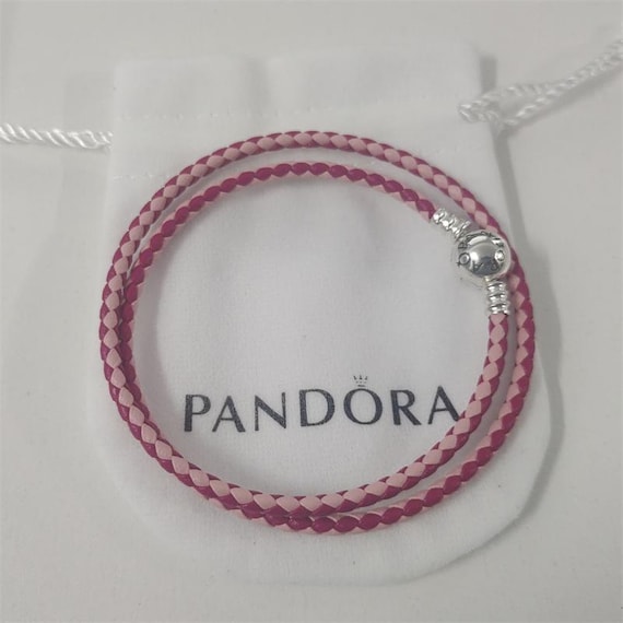 Pandora Mixed Pink Woven Double-Leather Charm Bracelet 590747CPMXD2 PANDORA Pink Woven Double-Leather Charm Bracelet UK | Ubuy