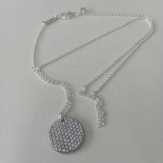 NEW Pandora Timeless Pavé Round Pendant Necklace 45cm ALE S925