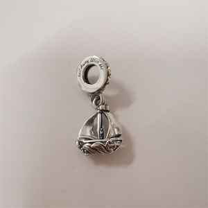 PANDORA 925 Silver Sail Boat Dangle Charm Pendant