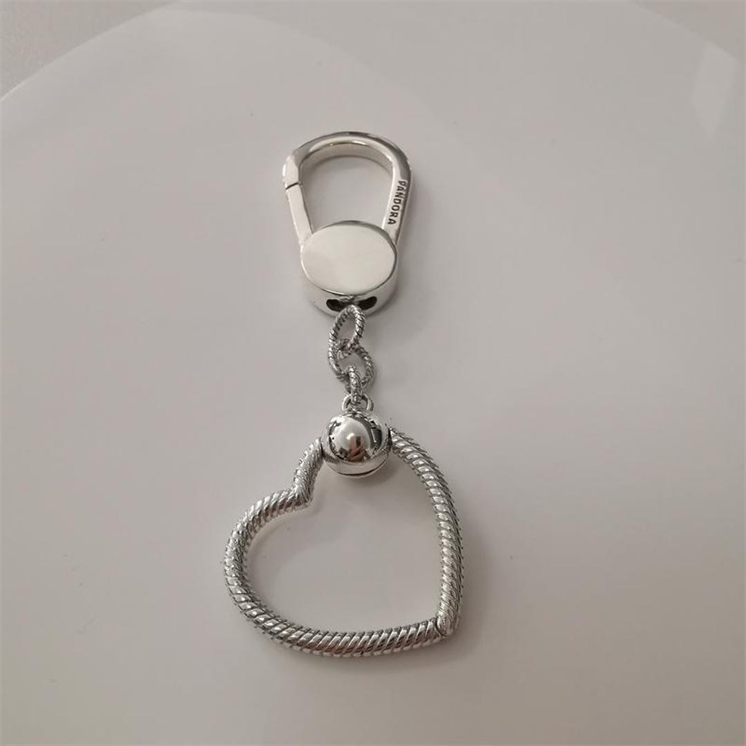 925 Ale PANDORA Key Ring Heart Bag Charm Holder