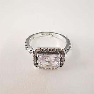 Pandora Rectangular Sparkling Halo Ring
