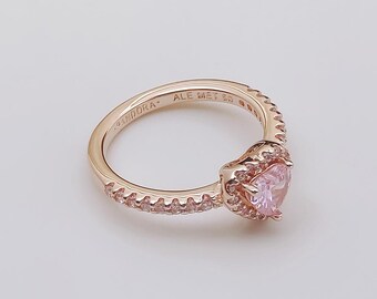 Pandora ALE Sparkle Pink Rose Gold Heart Ring