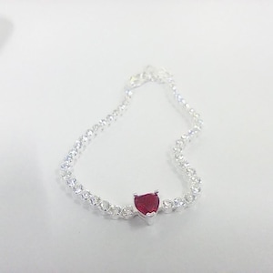 Pandora Red Sparkling Heart Tennis Silver Bracelet 925