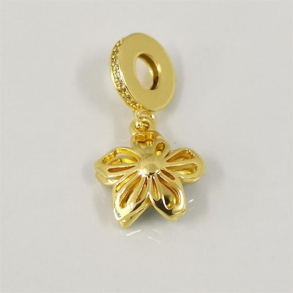 Pandora Blue Blossom Golden Dangle Charm - Etsy