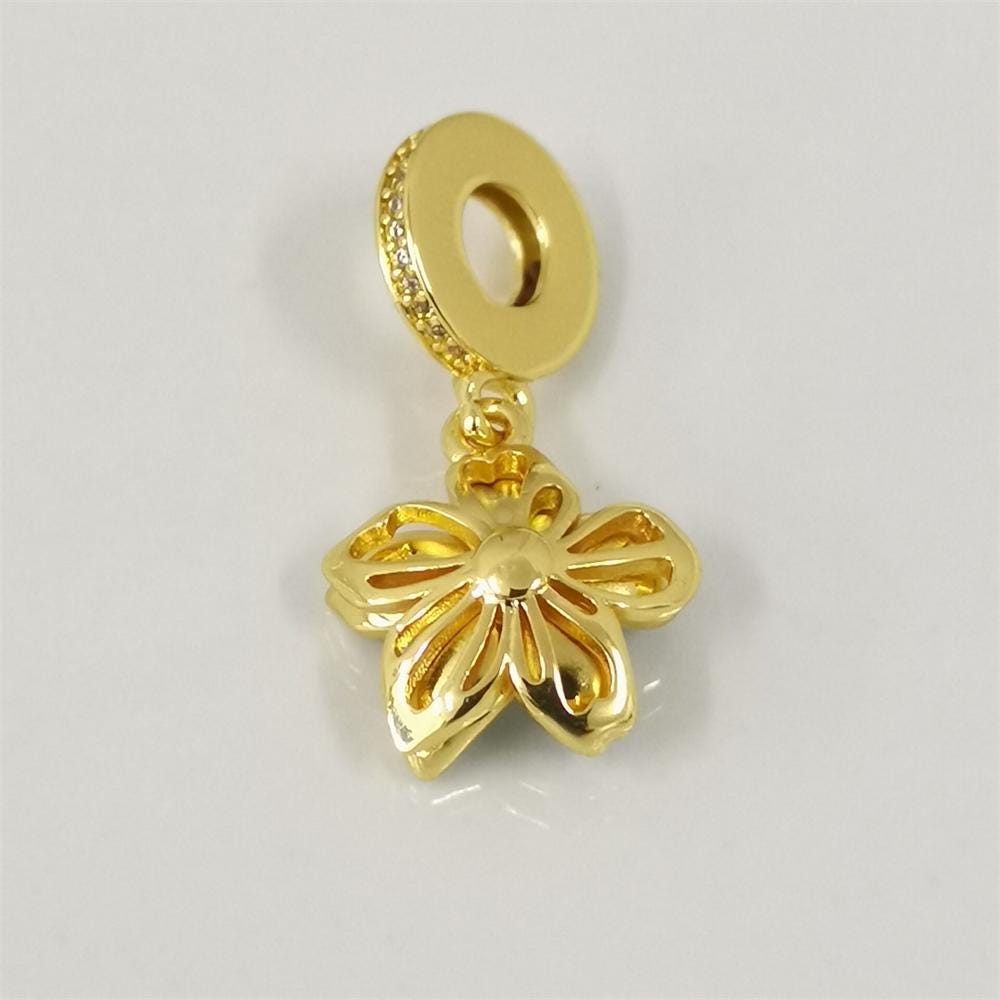 Pandora Blue Blossom Golden Dangle Charm - Etsy