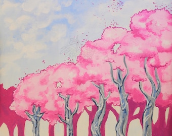 Cherry Blossom Tree, Wall Art Print, Contemporary Nature Art, Gift For Her, Nursery Decor, Gift for Baby, Sakura, Japan, Signed, Dream